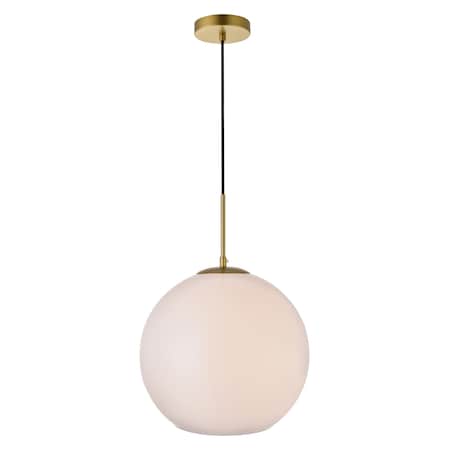 Elegant Lighting Living District Baxter 1-Light Metal Pendant in Brass and White Finish